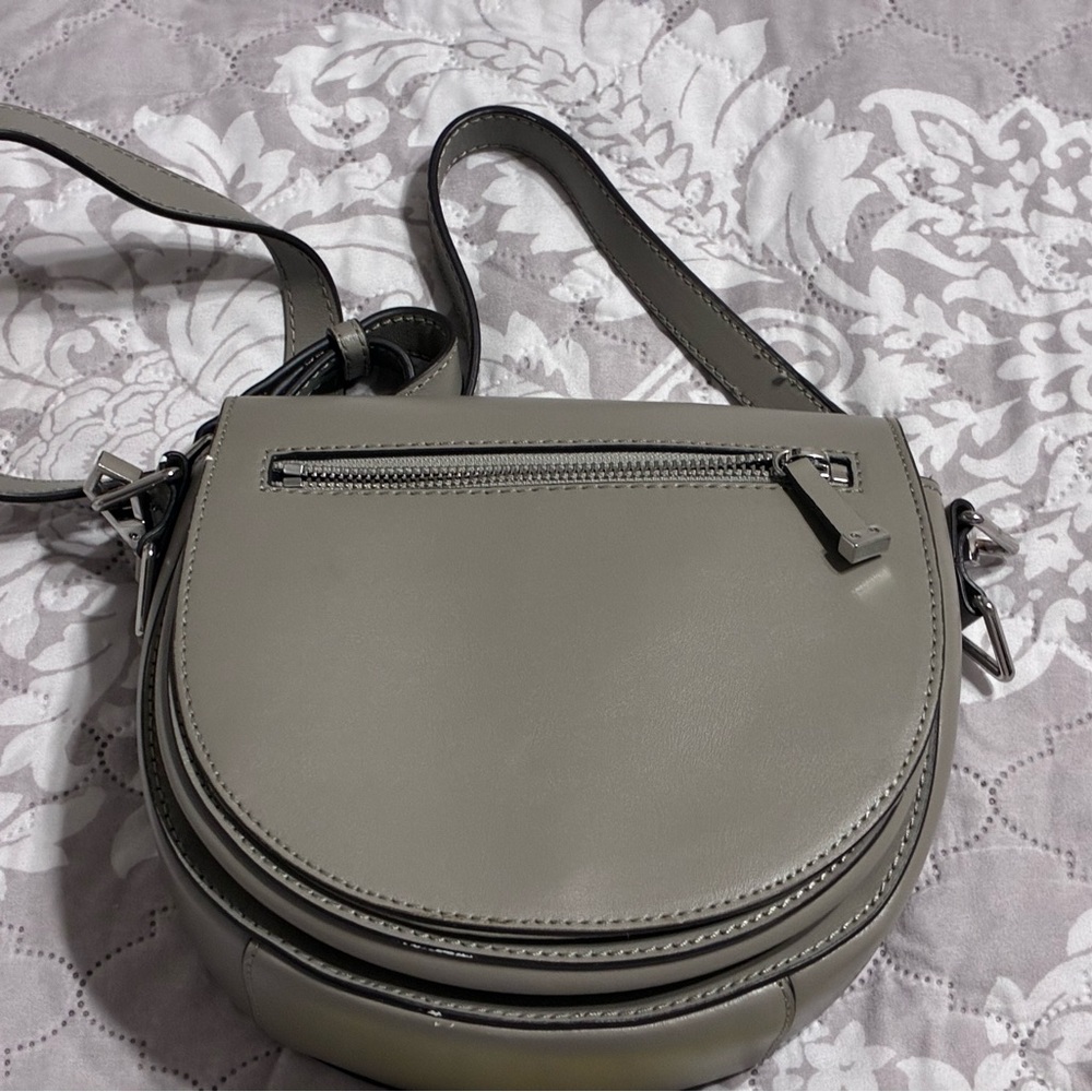 Rebecca Minkoff gray leather saddle crossbody bag